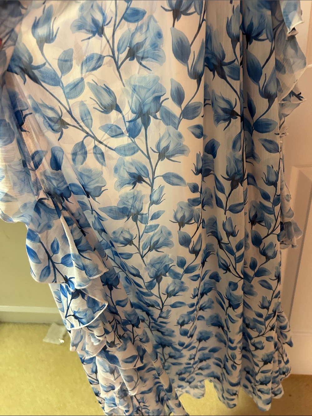 Anne Louise Boutique ABL Blue Floral Ruffle Maxi Dress Mykonos Cassini NWT - Picture 9 of 12